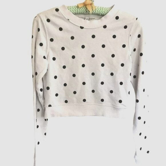 Divided H&M Crop Top White Black Polka-dots  Sweaters Juniors XS - Picture 2 of 6